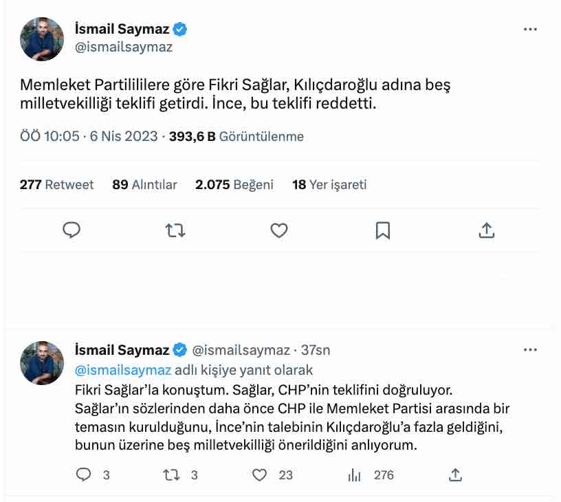 ismail saymaz memleket partisine chp den giden teklifi acikladi